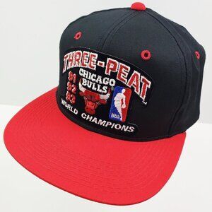 Chicago Bulls Three-Peat Snapback Hat Vintage 1993 World Champions Youngan NWOT